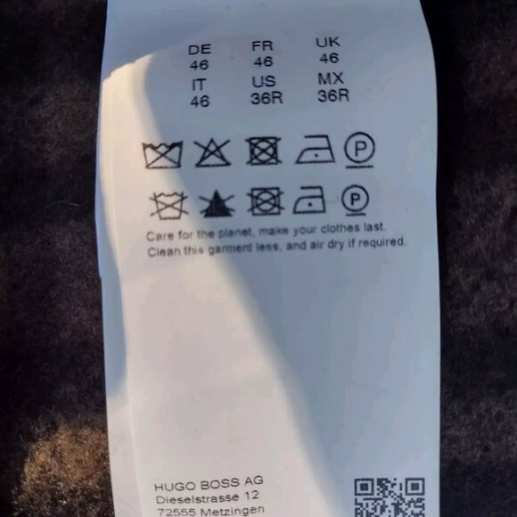 Hugo Boss Wool Blend Plaid Check Coat Brown Black Italian Fabric NWT 36R - Picture 8 of 8